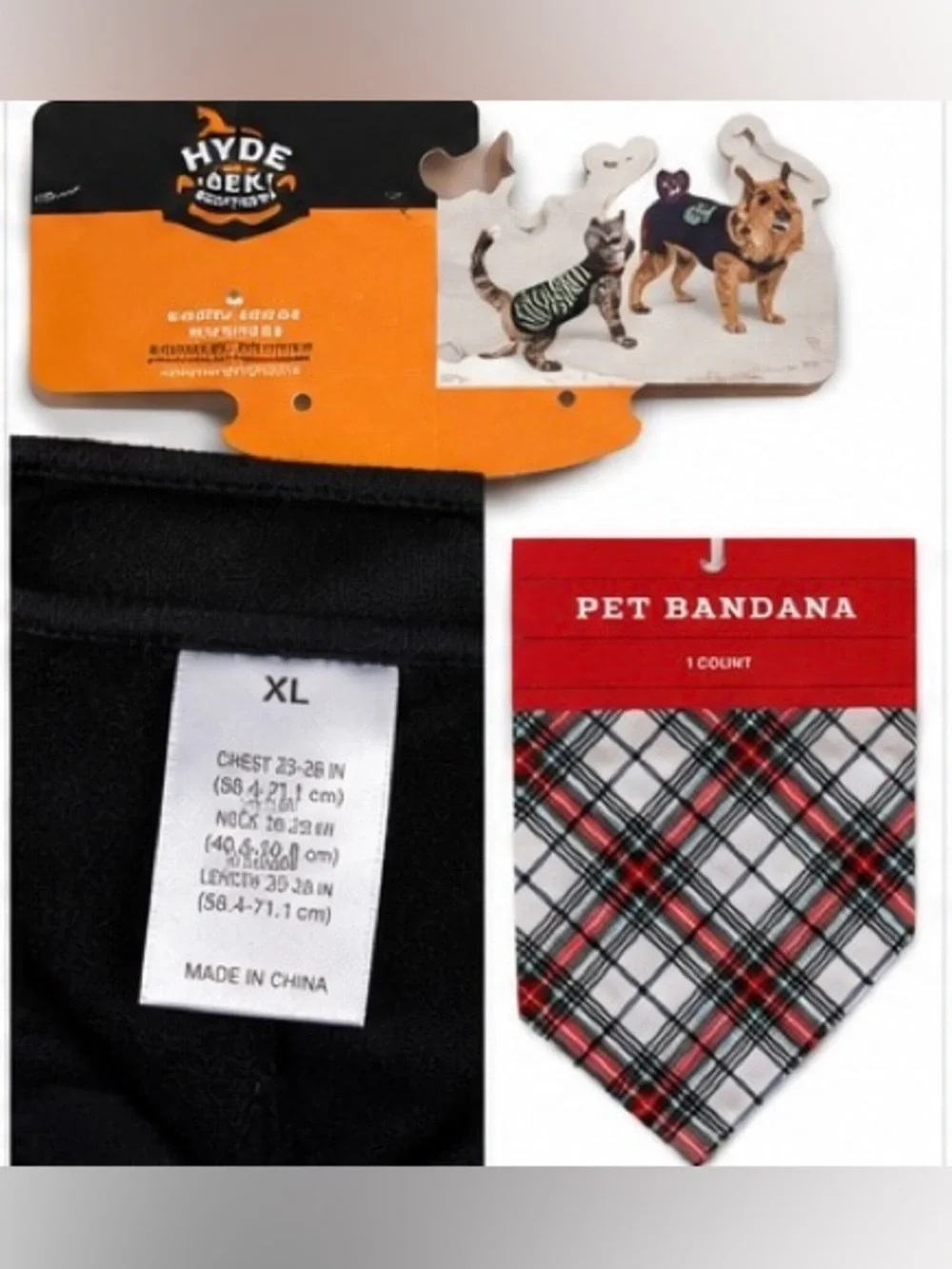Pet Clothing Halloween & Christmas Bundle XL Skeleton Costume 2 Bandanas